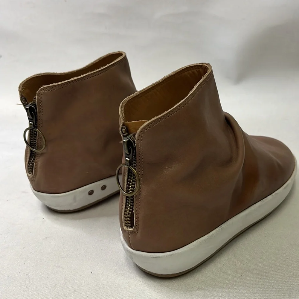Beek Jager High Top Sneaker Bootie Brown Leather Women's Size 7.5 US